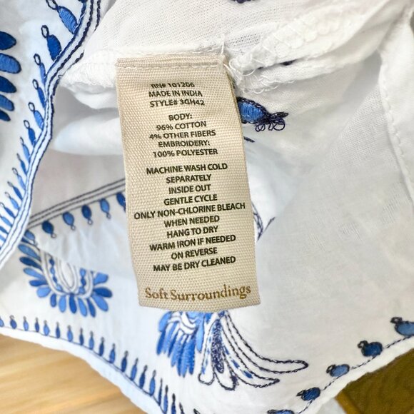 Soft Surroundings NEW Vera Blue Floral Embroidered Cotton Tunic Top size PXL - Picture 13 of 13